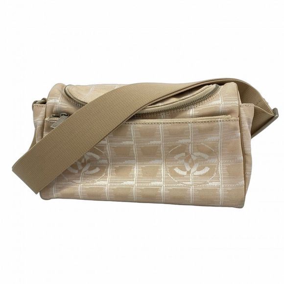 Chanel New Travel Shoulder Bag Beige Nylon Silver with Silver Hardware Pre-owned - Picture 1 of 10